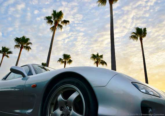 RX-7(FD3S)と椰子の木の写真